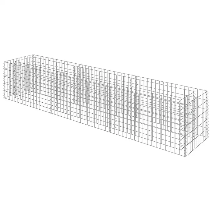 Furnicato Gabionen-Hochbeet - 250 x 50 x 50 cm - Langer rechteckiger Gabionenkorb aus silbernem Drahtgeflecht, leer zum Befüllen.
