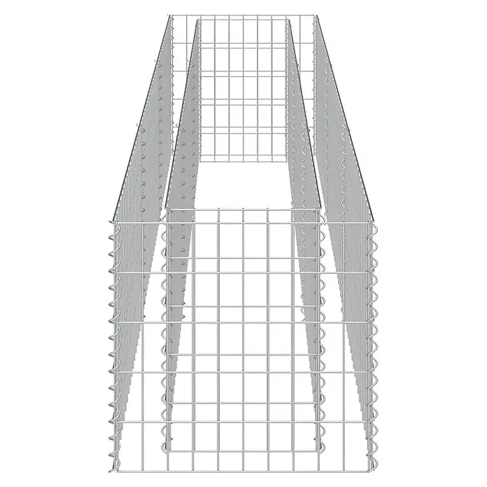 Furnicato Gabionen-Hochbeet - 250 x 50 x 50 cm - Gabionenkorb aus silbernem Metalldraht mit rechteckiger Basis und sich verjüngendem Oberteil.