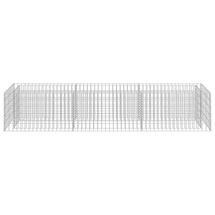 Furnicato Gabionen-Hochbeet - 250 x 50 x 50 cm - Leere Gabionenkörbe aus silbernem Metallgitter, bereit zur Befüllung.