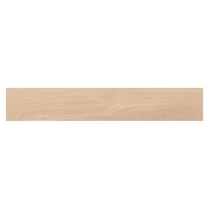 Pavimento porcelánico Montevideo - 15 x 90 cm, Arce, Mate - Panel de madera claro con textura de veta natural.