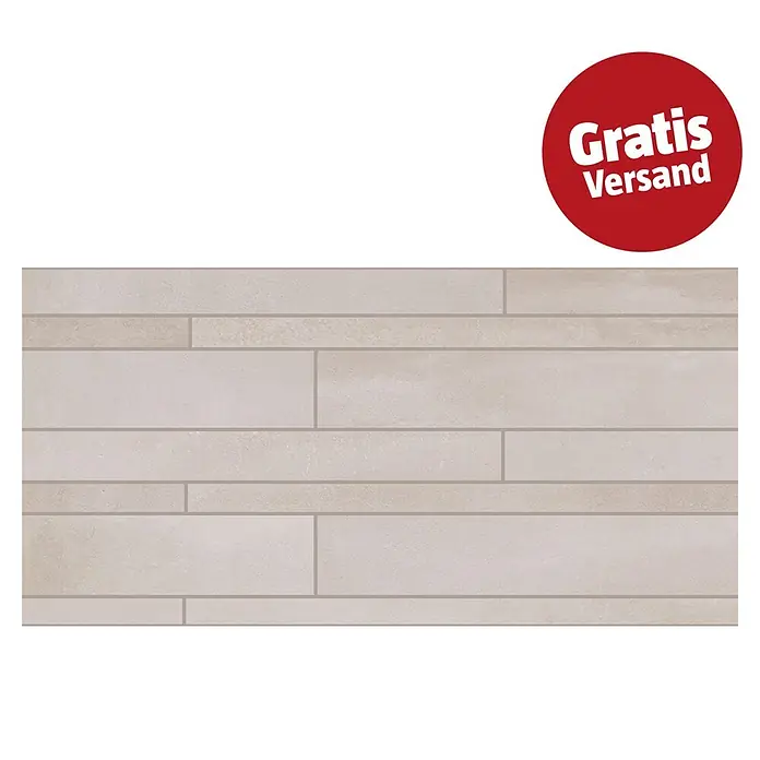 Mosaikfliese Brick Metallo Bronzo - 30 x 60 cm, Beige, Matt - Helle, beige, strukturierte Fliese mit einem versetzten Rechteckmuster.