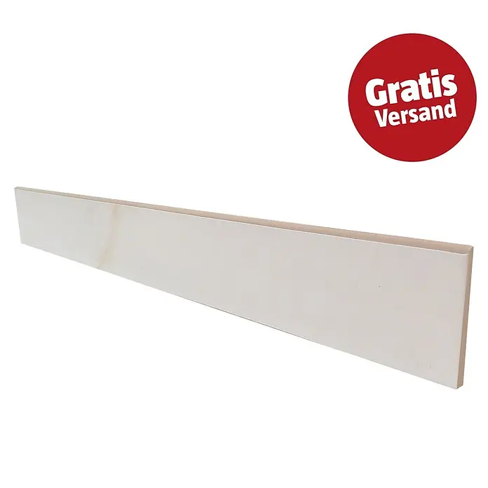 Sockelfliese Hexagon Apuan Bianco - 8 x 66 cm, Weiß, Matt - Hellbeige Sockelleiste aus Holz oder MDF.
