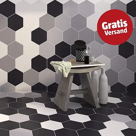 Feinsteinzeugfliese Hexagon Basic White