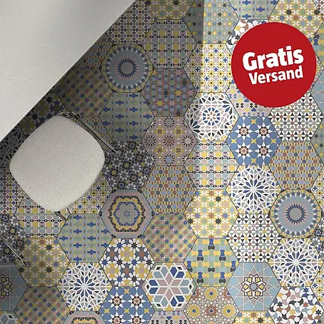 Feinsteinzeugfliese Hexagon Kasbah Mixed