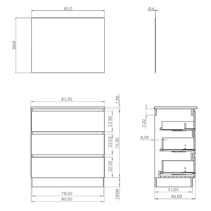 Conjunto de mueble de baño Inter (Ancho: 80 cm, Roble, 3 pzs.) | BAUHAUS