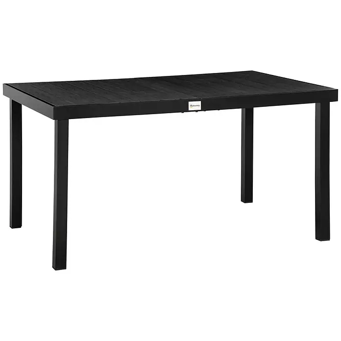 Furnicato Gartentisch - L x B x H: 140 x 90 x 74 cm, Rechteckig, Schwarz - Outsunny schwarzer rechteckiger Outdoor-Esstisch mit Lattenplatte und stabilem Metallrahmen.