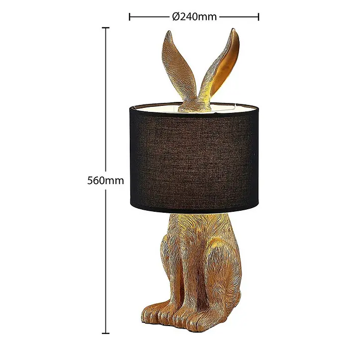 Lindby Tischleuchte Lorentina - L x B x H: 24 x 24 x 57 cm, messing / gold, schwarz, E27