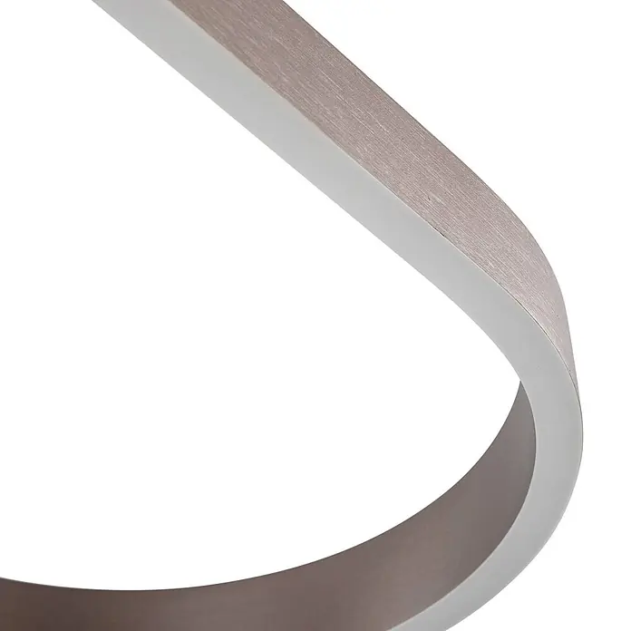 Lucande Pendelleuchte Melinay - L x B x H: 110 x 32 x 4,5 cm, braun / rost, kaffee - Geschwungenes LED-Profil aus gebürstetem Metall mit weißem Diffusor.