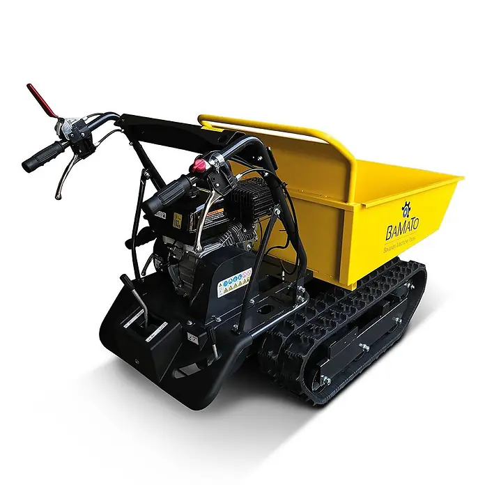 Bamato Kettendumper MTR-300G - Motorbetrieben, Fassungsvermögen: 125 l, Traglast: 300 kg - Gelbe und schwarze Raupen-Motorraupe mit Motor und Griffen, zum Transport von Materialien.