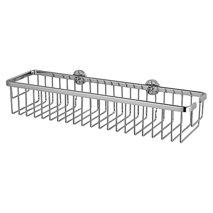 Tesa Duschkorb AL132CR - 45 x 12,5 x 9,2 cm, Chrom, Glänzend - Eine verchromte Duschablage aus Metalldraht zur Wandmontage. Die Ablage ist rechteckig und bietet Platz für Duschutensilien.