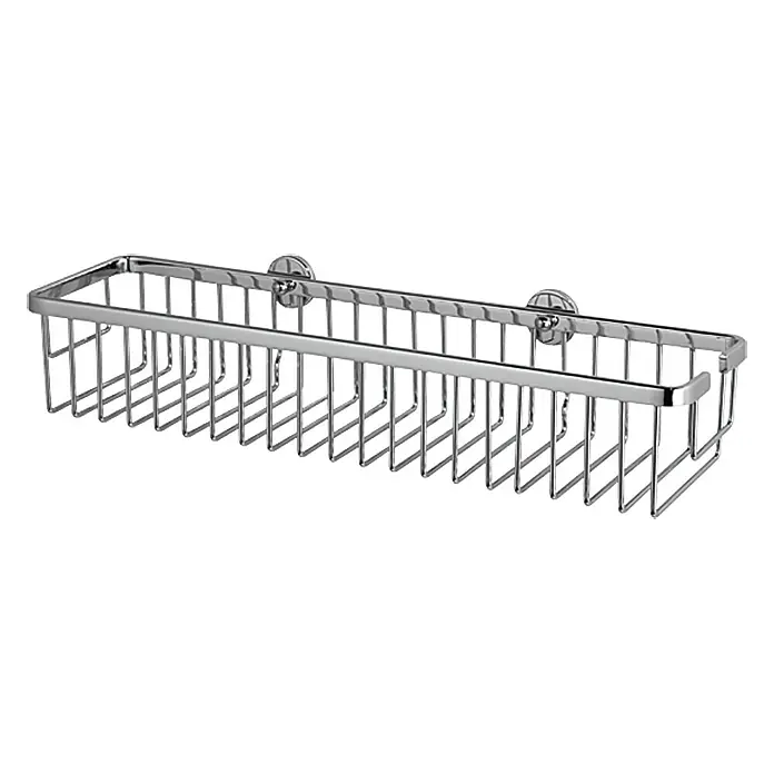 Tesa Duschkorb AL132CR - 45 x 12,5 x 9,2 cm, Chrom, Glänzend - Eine verchromte Duschablage aus Metalldraht zur Wandmontage. Die Ablage ist rechteckig und bietet Platz für Duschutensilien.