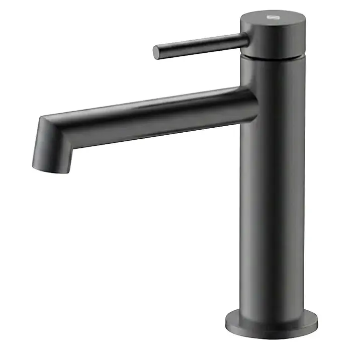 GME Grifo de lavabo Persio - Titanio, Satinado - Grifo monomando alto, negro mate, con caño horizontal para lavabos.