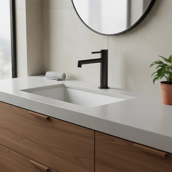GME Grifo de lavabo Persio (Titanio, Satinado) | BAUHAUS
