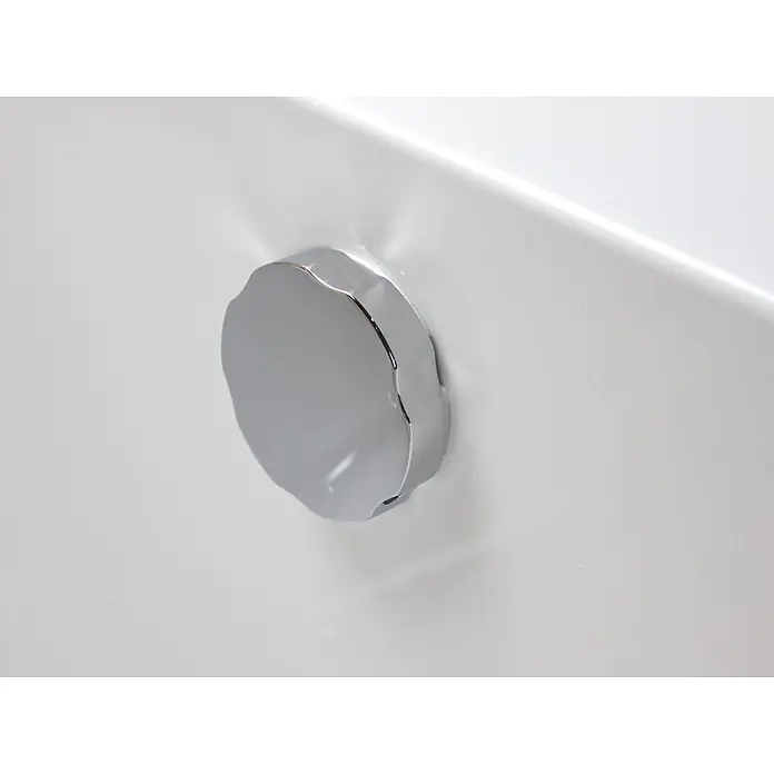 Sanicomfort Badewannen-Set Form - Weiß, 170 x 75 cm - Rundes, verchromtes Abdeckung mit wellenförmigem Rand.