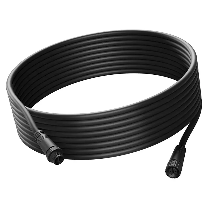 Steinel Verlängerungskabel 24V-Garten-Lichtsystems - IP67, 5 m - Schwarzes, aufgewickeltes Kabel mit zwei robusten Rundsteckverbindern.