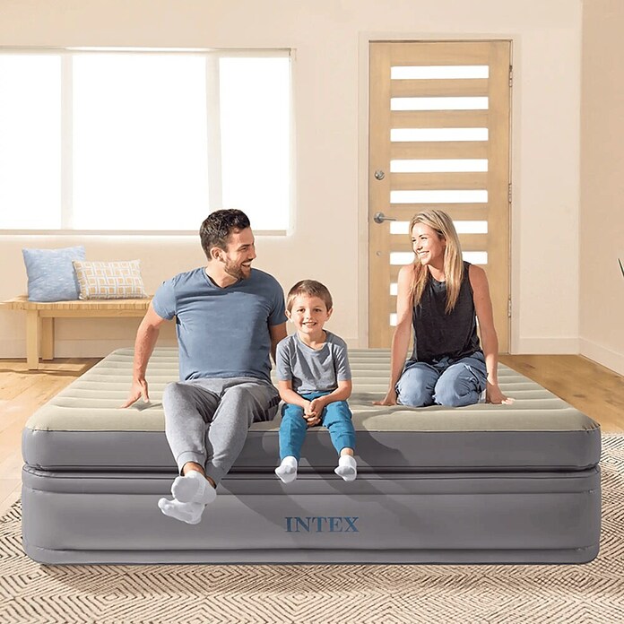 Intex Luftbett Queen Comfort (L x B x H: 203 x 152 x 51 cm, Grau, Integrierte Luftpumpe) | BAUHAUS