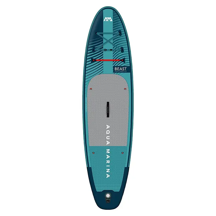 Aqua Marina SUP-Board-Set Beast 10,6" - L x B x H: 320 x 81 x 15 cm, Mehrfarbig, Tragkraft: 140 kg - Aqua Marina BEAST aufblasbares Stand-up Paddleboard in Petrol, Dunkelblau und Grau, mit Bungee-Seilen und Deckpad.