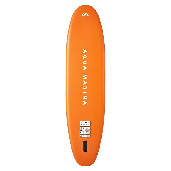 Aqua Marina SUP-Board-Set Turbo 330 - L x B x H: 320 x 81 x 15 cm, Mehrfarbig, Tragkraft: 140 kg - Helles orangefarbenes aufblasbares Paddleboard, texturiert, mit Aqua Marina Logo und Warnhinweisen.
