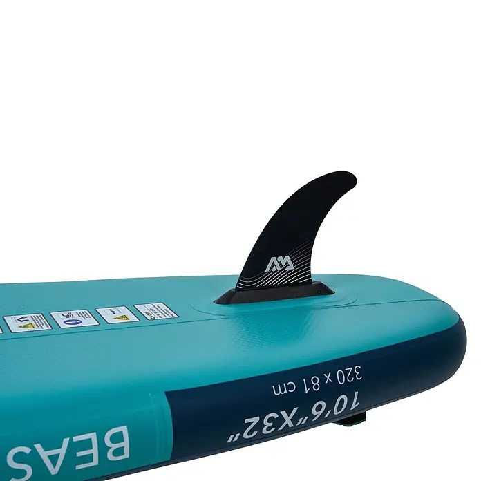 Aqua Marina SUP-Board-Set Beast 10,6" - L x B x H: 320 x 81 x 15 cm, Mehrfarbig, Tragkraft: 140 kg - Aufblasbares türkis-dunkelblaues Paddleboard mit schwarzer Finne.