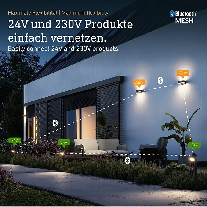 Steinel LED-Trafo 24V-Garten-Lichtsystems - Schwarz, 35 W - Intelligentes Außenbeleuchtungssystem mit 24V- und 230V-Leuchten, über Bluetooth MESH für flexible Steuerung verbunden.