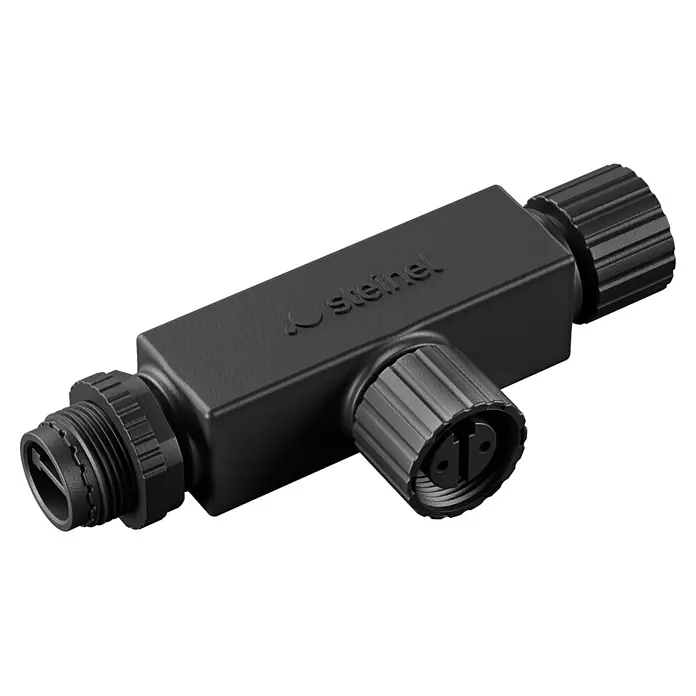 Steinel T-Verbinder 24V-Garten-Lichtsystem - Schwarz - Schwarzer, strukturierter Steinel T-Verbinder für Elektrokabel mit drei Schraubanschlüssen.