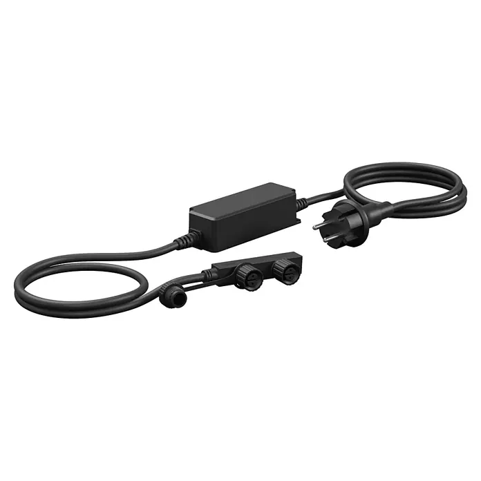 Steinel LED-Trafo 24V-Garten-Lichtsystems - Schwarz, 35 W - Schwarzes Netzteil-Set mit Eurostecker, Vorschaltgerät und Mehrfachverteiler für Beleuchtung.