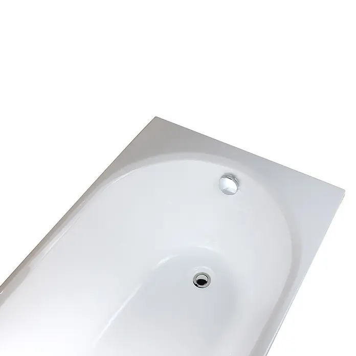 Sanicomfort Badewannen-Set Basic - Weiß, 170 x 75 cm - Weißes glänzendes Wanneninneres mit Chromüberlauf und -ablauf.