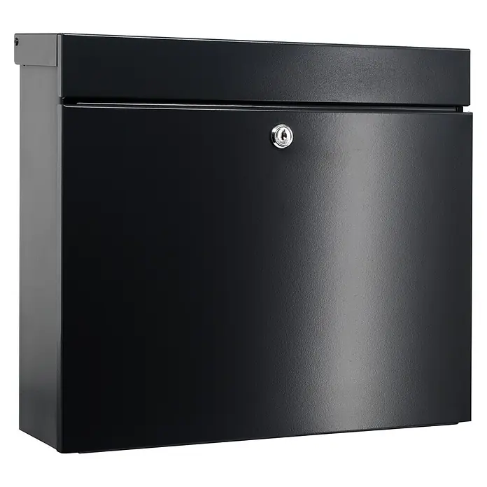 Burg Wächter Wandbriefkasten Kubus 6240 LB - L x B x H: 11 x 36,4 x 32,6 cm, Stahl, Schwarz - Schwarzer Metallbriefkasten zur Wandmontage mit Schlüsselschloss.