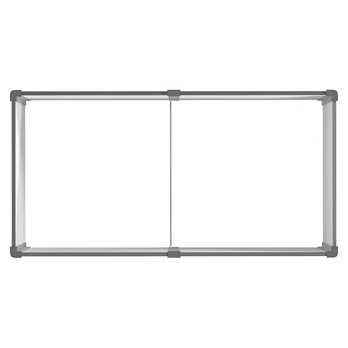 Vitavia Hochbeet Meta 858 - 187,7 x 96,2 x 85,8 cm, Zincalume®, Granit/Silber - Rechteckiger grau-weißer Displayrahmen mit Mittelstrebe und zwei Aufhängekabeln.