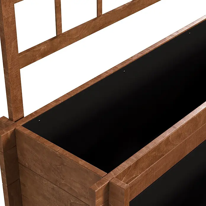 Dobar Hochbeet Peru - 110 x 88 x 115 cm, Holz, Braun - Brauner hölzerner Pflanzkasten mit schwarzer Auskleidung.