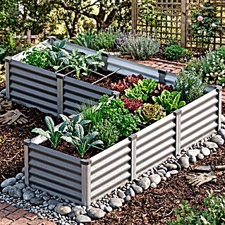 Vitavia Hochbeet Meta In&Out 401 (185 x 185 x 40 cm, Zincalume®, Granit/Silber)