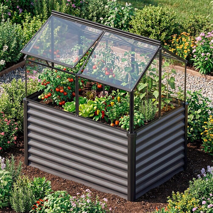 Vitavia Hochbeet Paris (121,7 x 83,1 x 135,1 cm, Schwarz, Sicherheitsglas) | BAUHAUS