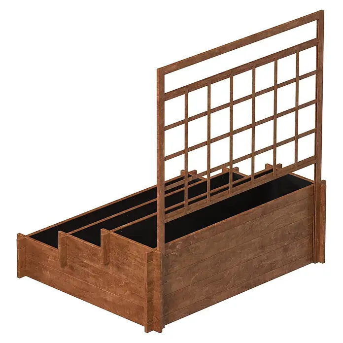 Dobar Hochbeet Peru - 110 x 88 x 115 cm, Holz, Braun - Braunes Hochbeet aus Holz mit integriertem Rankgitter für Kletterpflanzen.