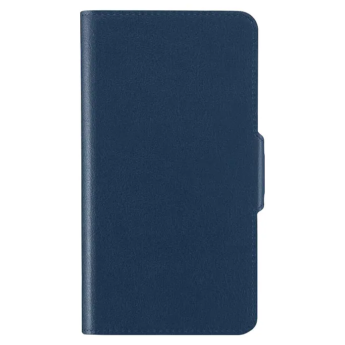 Hama Smartphone-Tasche 00118897 Universal für Handygröße 75 x 153 cm 3 Fächer - Blau - Dunkelblaue strukturierte Kunstleder-Foliohülle mit Buchrücken und seitlicher Lasche.