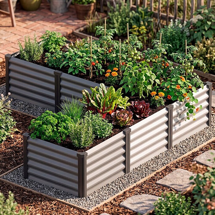 Vitavia Hochbeet Meta In&Out 401 (185 x 185 x 40 cm, Zincalume®, Granit/Schwarz) | BAUHAUS