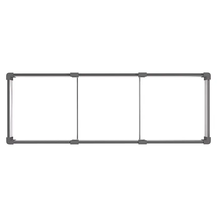 Vitavia Hochbeet Meta In&Out 401 - 185 x 65 x 40 cm, Zincalume®, Granit/Schwarz - Dreiteiliges Displaysystem mit dunkelgrauen Rahmen und vertikalen Trennern.