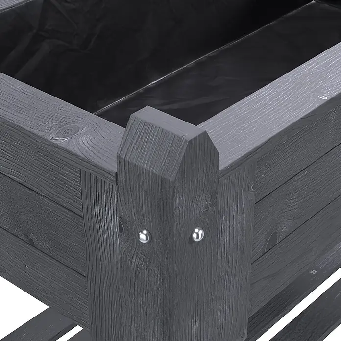 Promadino Kräuterhochbeet - 114 x 60 x 84,5 cm, Grau - Dunkelgraues Hochbeet aus Holz mit schwarzer Kunststoffauskleidung.