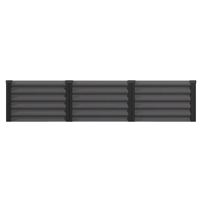 Vitavia Hochbeet Meta In&Out 401 - 185 x 185 x 40 cm, Zincalume®, Granit/Schwarz - Dunkelgraue, gewellte Metallplatten für ein modulares Hochbeet mit stabilen Eckverbindern.