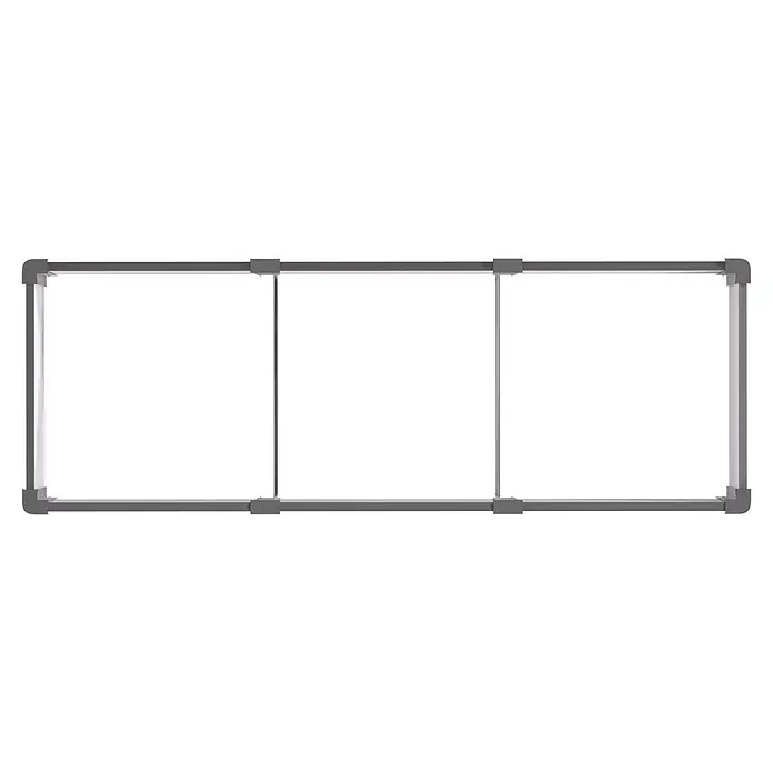 Vitavia Hochbeet Meta In&Out 401 - 185 x 65 x 40 cm, Zincalume®, Granit/Silber - Modulare, dreiteilige dunkelgraue Rahmenkonstruktion mit hellgrauen Stützen für transparente Paneele.