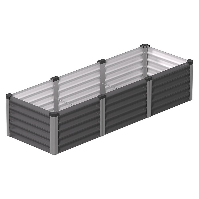 Vitavia Hochbeet Meta In&Out 401 (185 x 65 x 40 cm, Zincalume®, Granit/Silber) | BAUHAUS