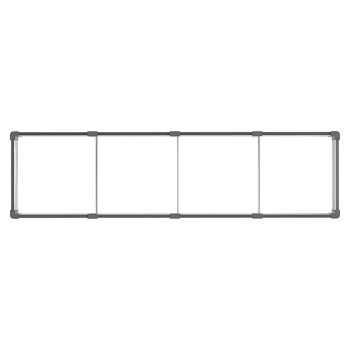 Vitavia Hochbeet Meta In&Out 401 - 245 x 65 x 40 cm, Zincalume®, Granit/Silber - Modulares dunkelgraues Gestell mit hellgrauen vertikalen Stützen, ideal für Regale oder Auslagen.
