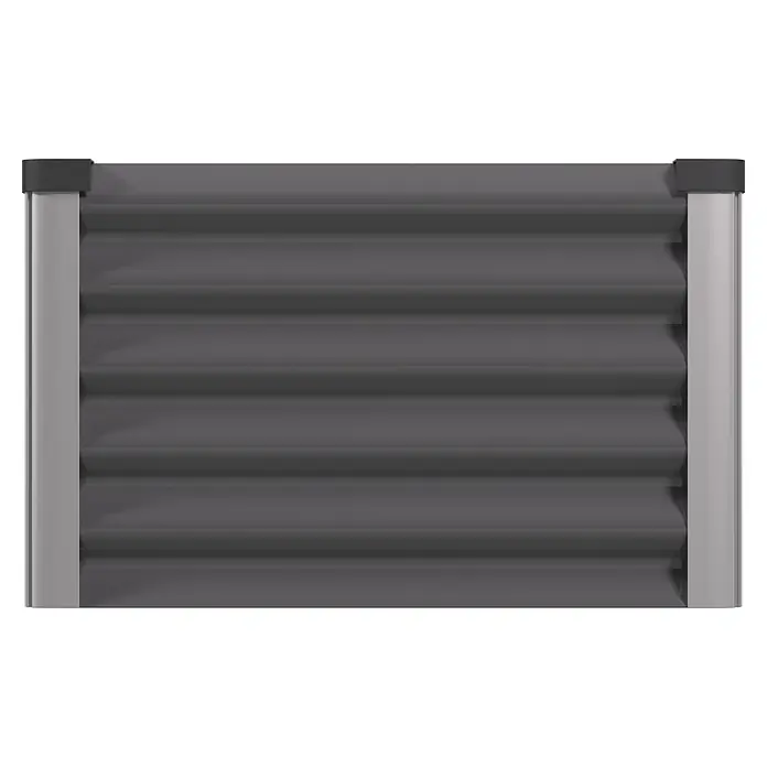 Vitavia Hochbeet Meta In&Out 401 - 245 x 65 x 40 cm, Zincalume®, Granit/Silber - Dunkelgraues Plissee mit hellgrauen Seitenführungen.