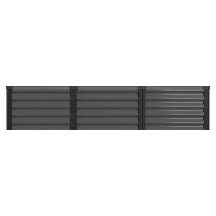 Vitavia Hochbeet Meta In&Out 401 - 185 x 65 x 40 cm, Zincalume®, Granit/Schwarz - Dunkelgraues Wellblech-Hochbeet mit drei modularen Abschnitten.