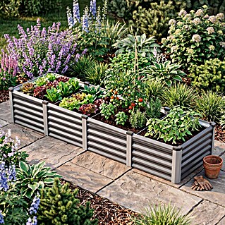 Vitavia Hochbeet Meta In&Out 401 (245 x 65 x 40 cm, Zincalume®, Granit/Silber)