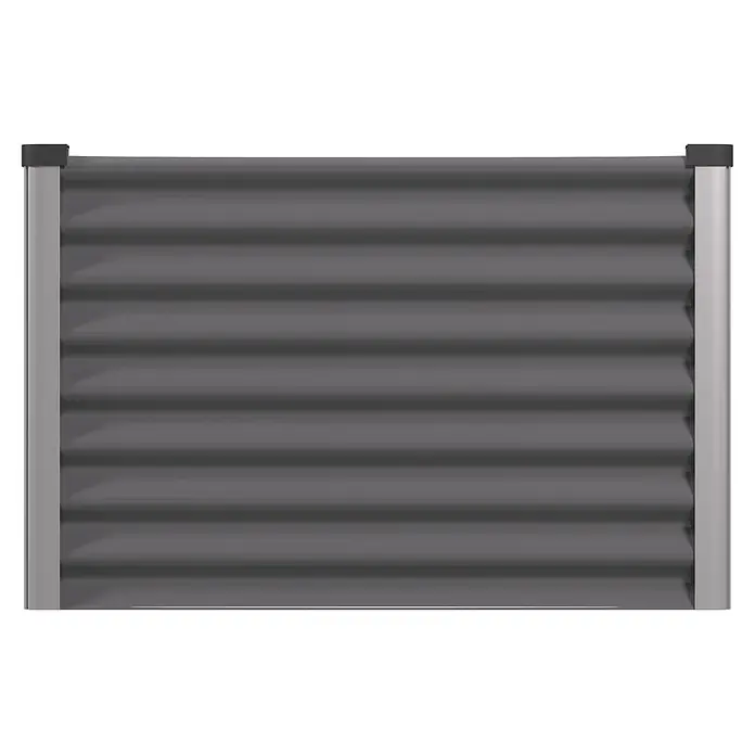 Vitavia Hochbeet Meta 630 - 187,7 x 96,2 x 63 cm, Zincalume®, Granit/Silber - Dunkelgraues Hochbeet aus Wellblech mit silberfarbenen Eckpfosten.