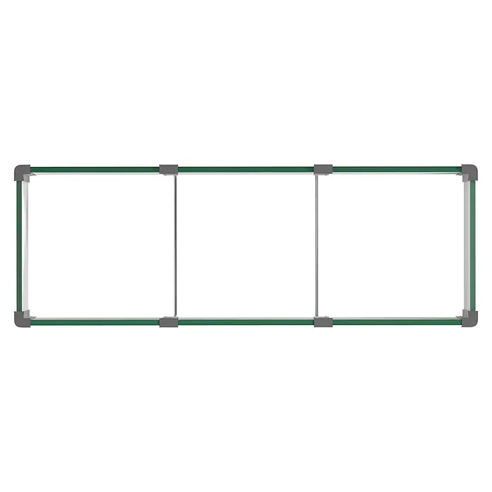 Vitavia Hochbeet Meta In & Out 401 - 185 x 65 x 40 cm, Zincalume®, Seegras/Alu - Modulares Trennwandsystem mit dunkelgrünem Rahmen, grauen Verbindern und transparenten Paneelen.