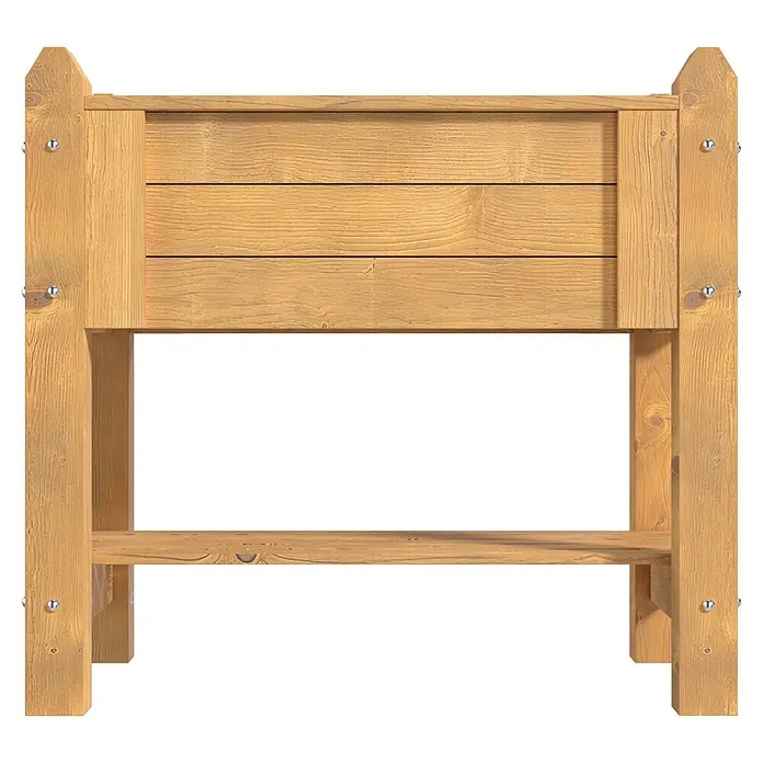 Promadino Kräuterhochbeet - 90 x 60 x 84,5 cm, Honigbraun - Hellbraunes Hochbeet aus Holz mit sichtbarer Holzmaserung und silbernen Metallbefestigungen, inklusive unterer Ablagefläche.