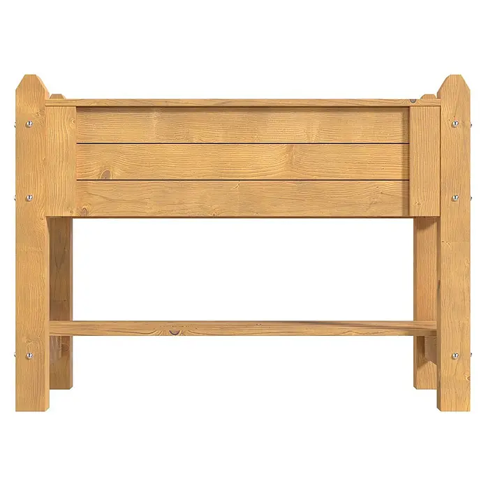 Promadino Kräuterhochbeet - 114 x 60 x 84,5 cm, Honigbraun - Ein hölzernes Hochbeet mit Lattenoberteil und Ablage.