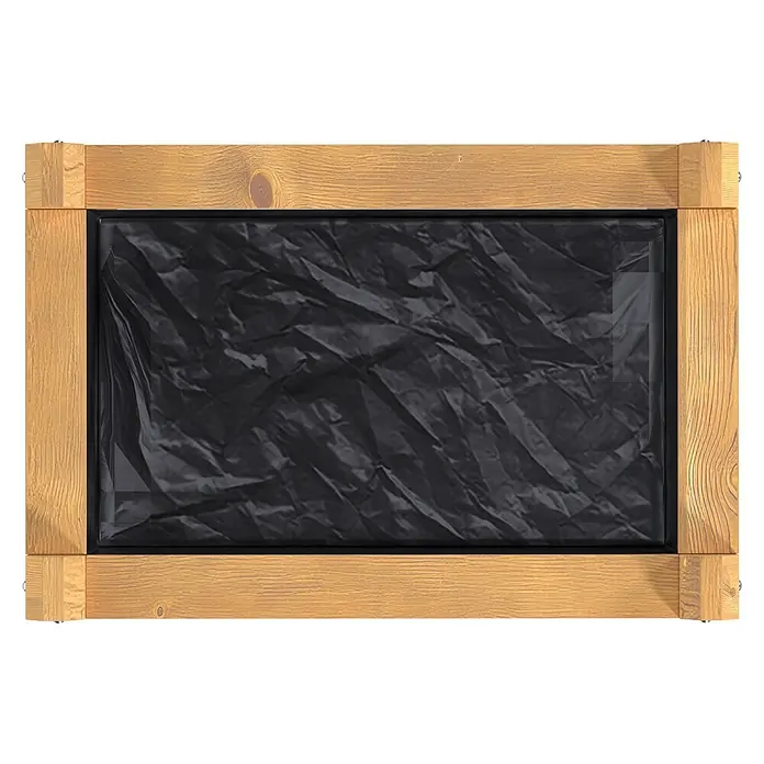 Promadino Kräuterhochbeet - 90 x 60 x 84,5 cm, Honigbraun - Holzgerahmtes Display mit zerknitterter schwarzer Innenfläche.