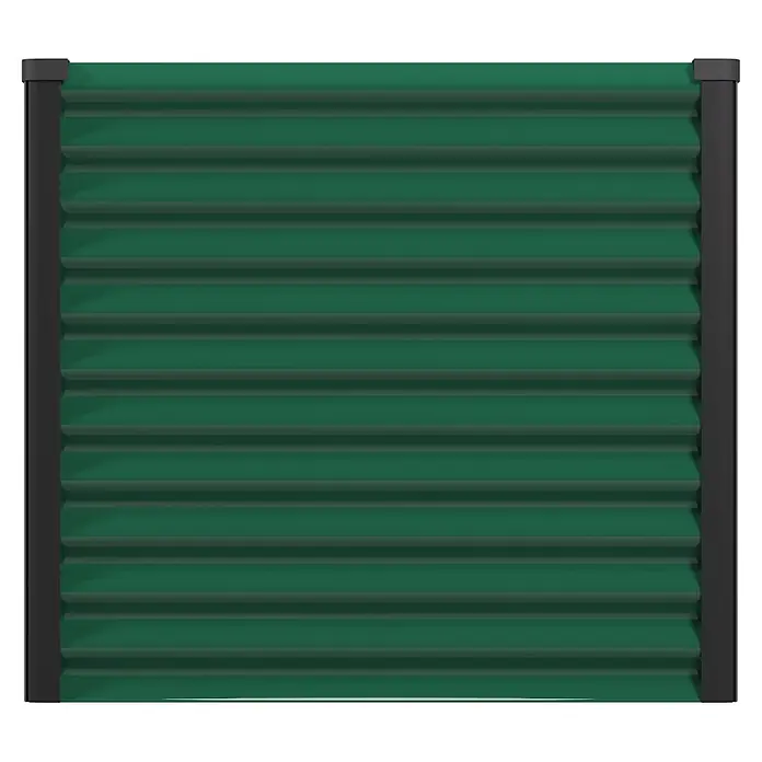 Vitavia Hochbeet Meta 858 - 187,7 x 96,2 x 85,8 cm, Zincalume®, Seegras/Schwarz - Grünes Lamellen-Zaunfeld mit schwarzen Pfosten.